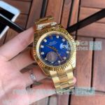 At Wholesale Rolex Datejust Blue Dial Yellow Gold Men's Watch
